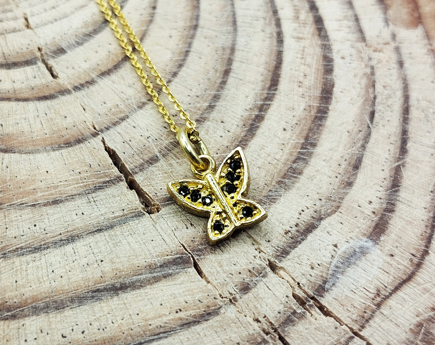 Black Zirconia Butterfly Necklace