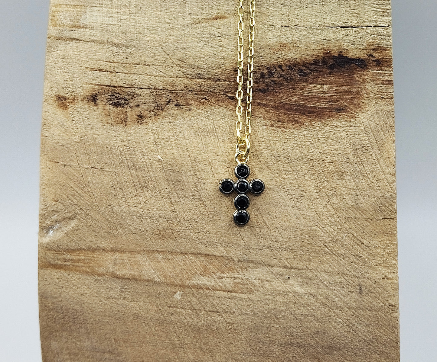 Black Zirconia Cross Necklace