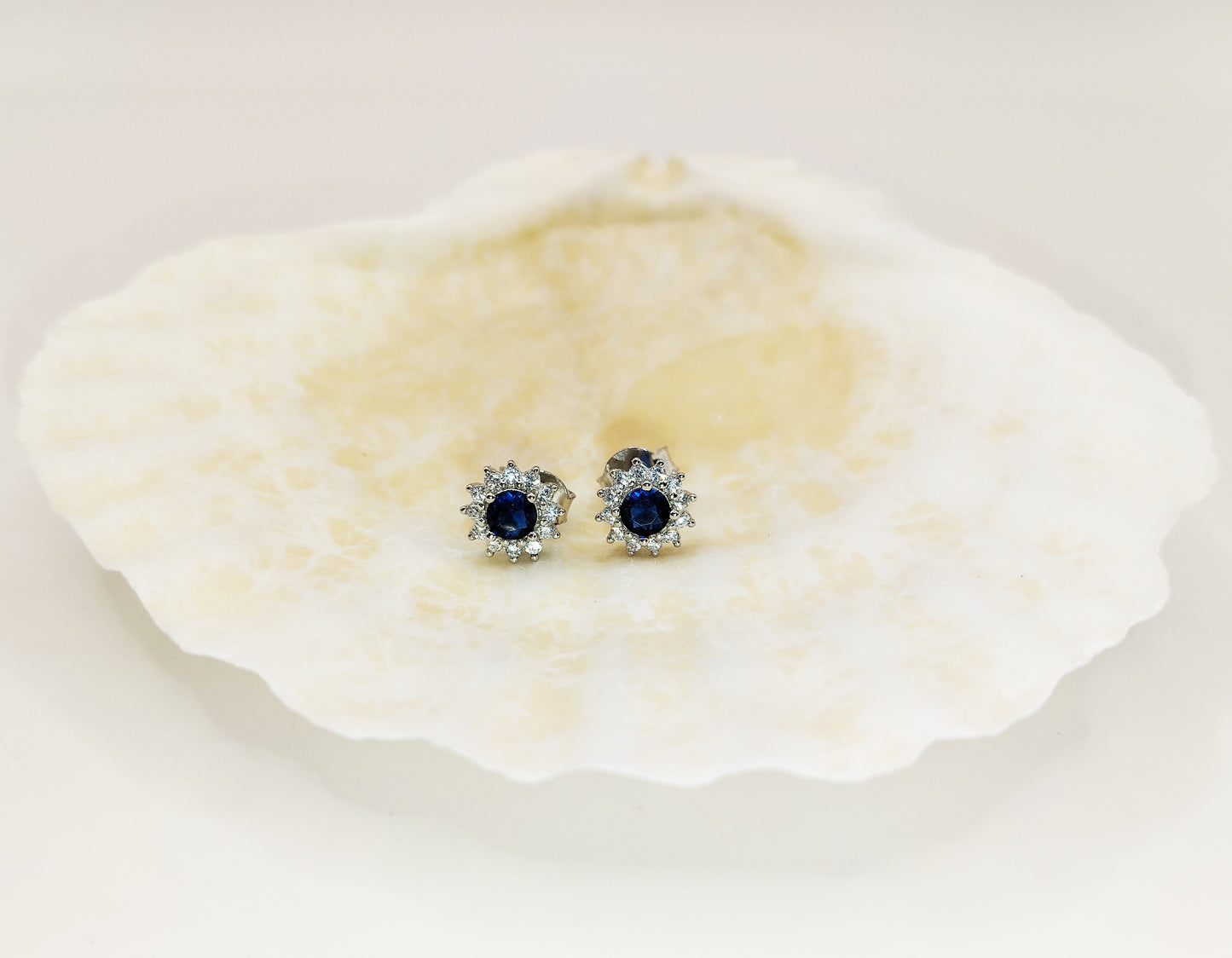 Blue and White Zirconia Studs