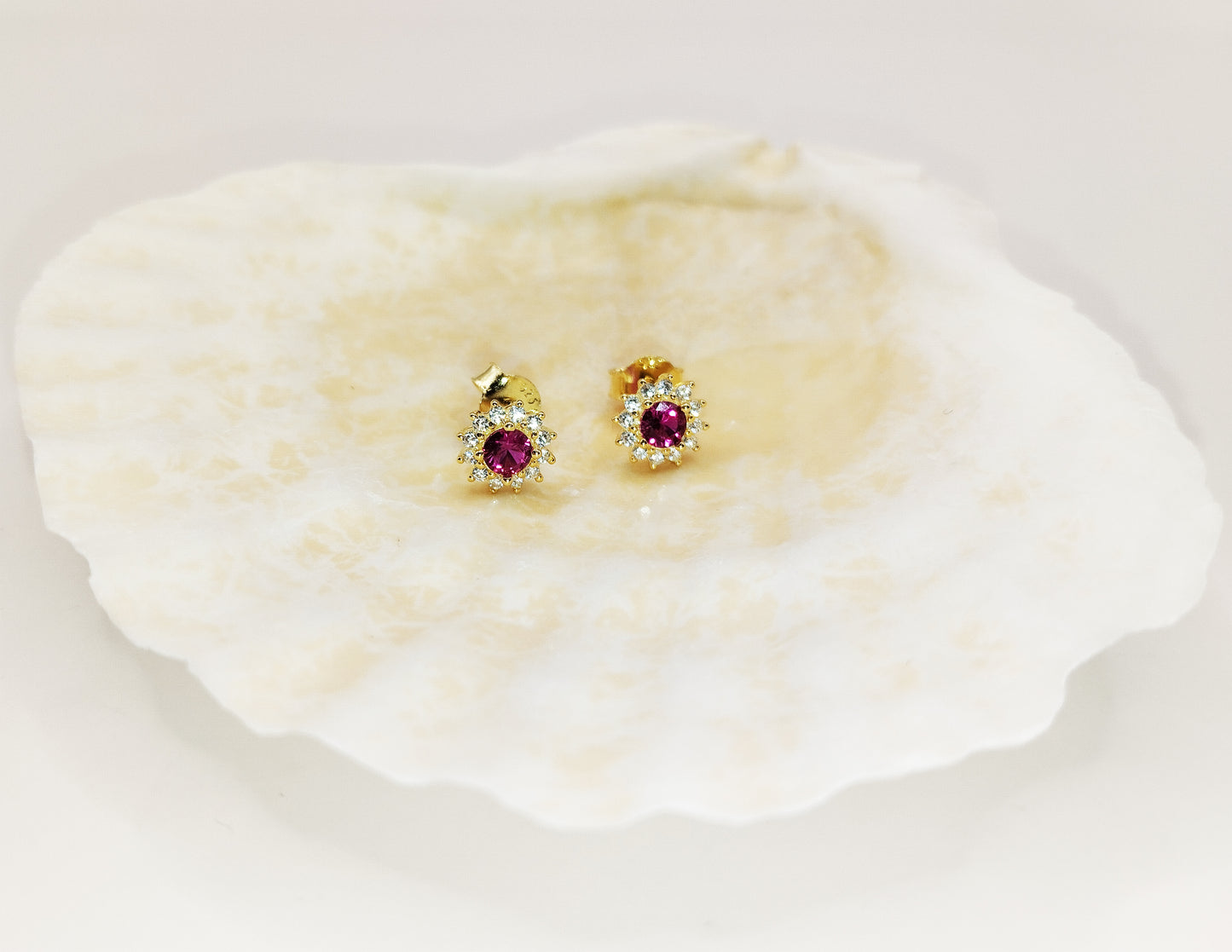 Deep Red and White Zirconia Studs