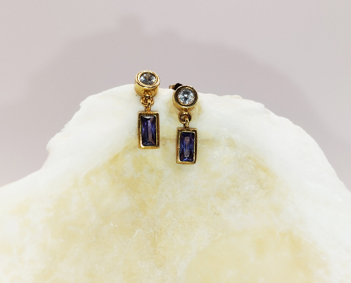 White and Purple Zirconia Earrings