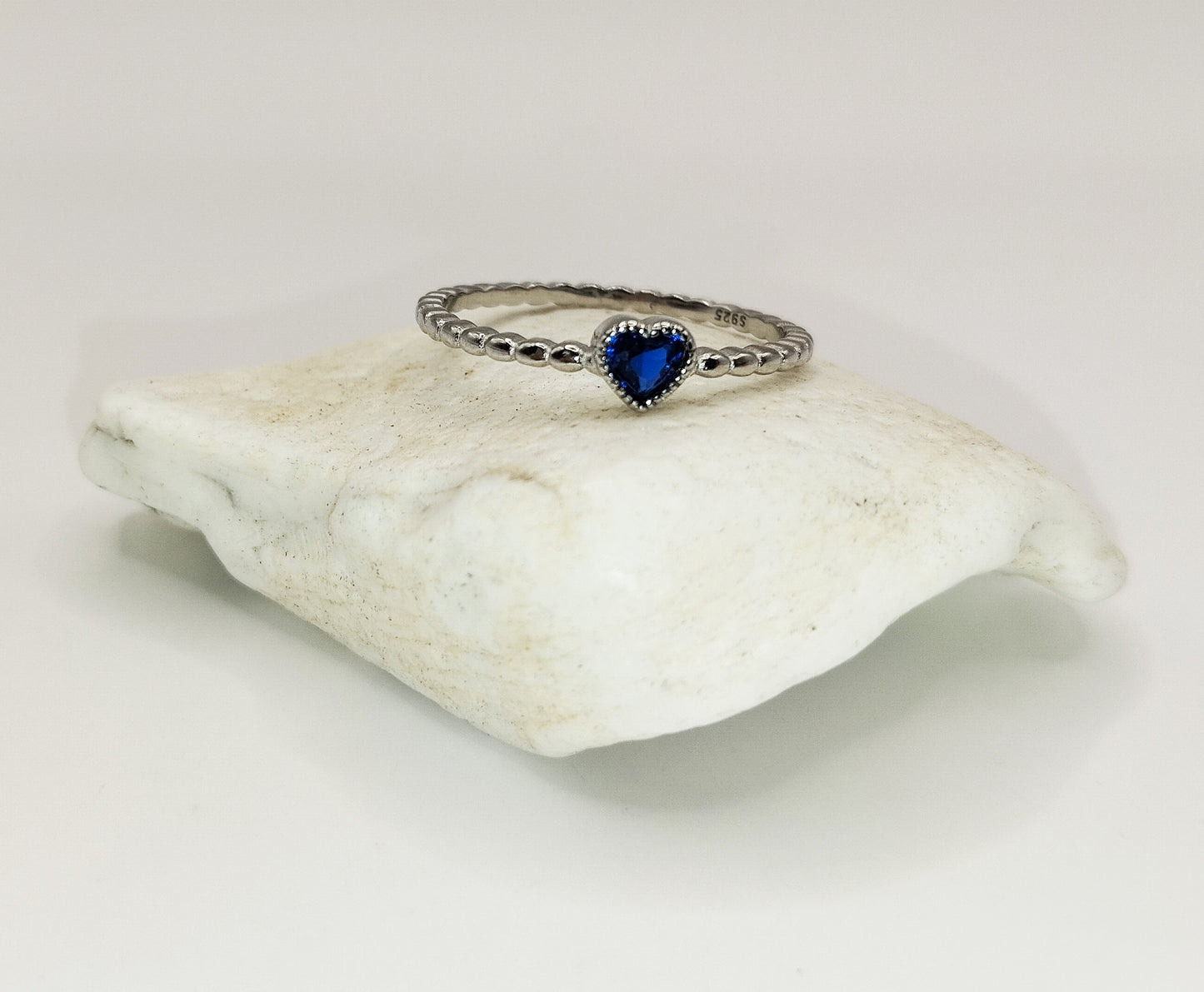 Blue Zirconia Heart Ring