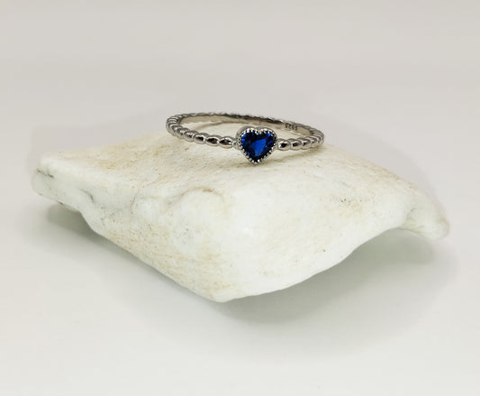 Blue Zirconia Heart Ring