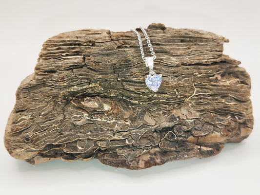 Lilac Zirconia Heart Necklace