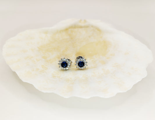 Blue and White Zirconia Studs