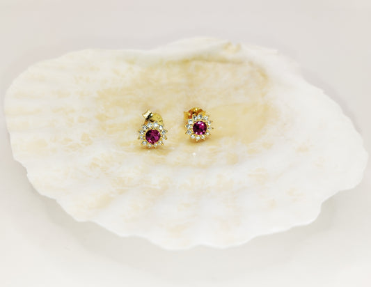 Deep Red and White Zirconia Studs