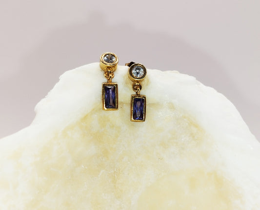 White and Purple Zirconia Earrings