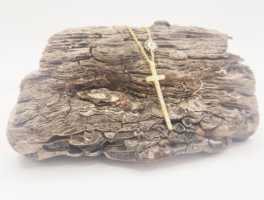 White Zirconia Cross Necklace